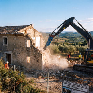 Démolition d'une maison en ruine dans le Var