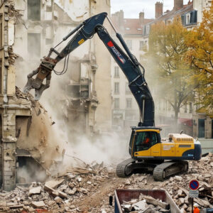 Travaux de démolition dans une rue