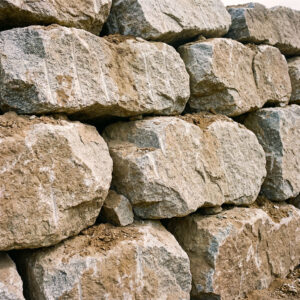 Mur en pierre réalisé par enrochement