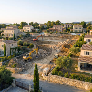 Chantier de terrassement dans un lotissement du Var